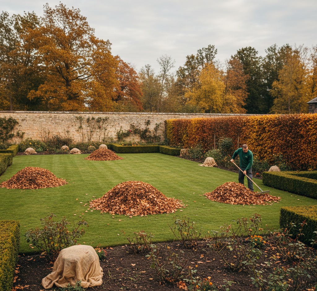 Höstarbete i trädgård